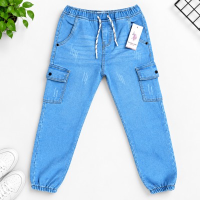 Boys 6 Pocket Cargo Long Pant (Light Blue)